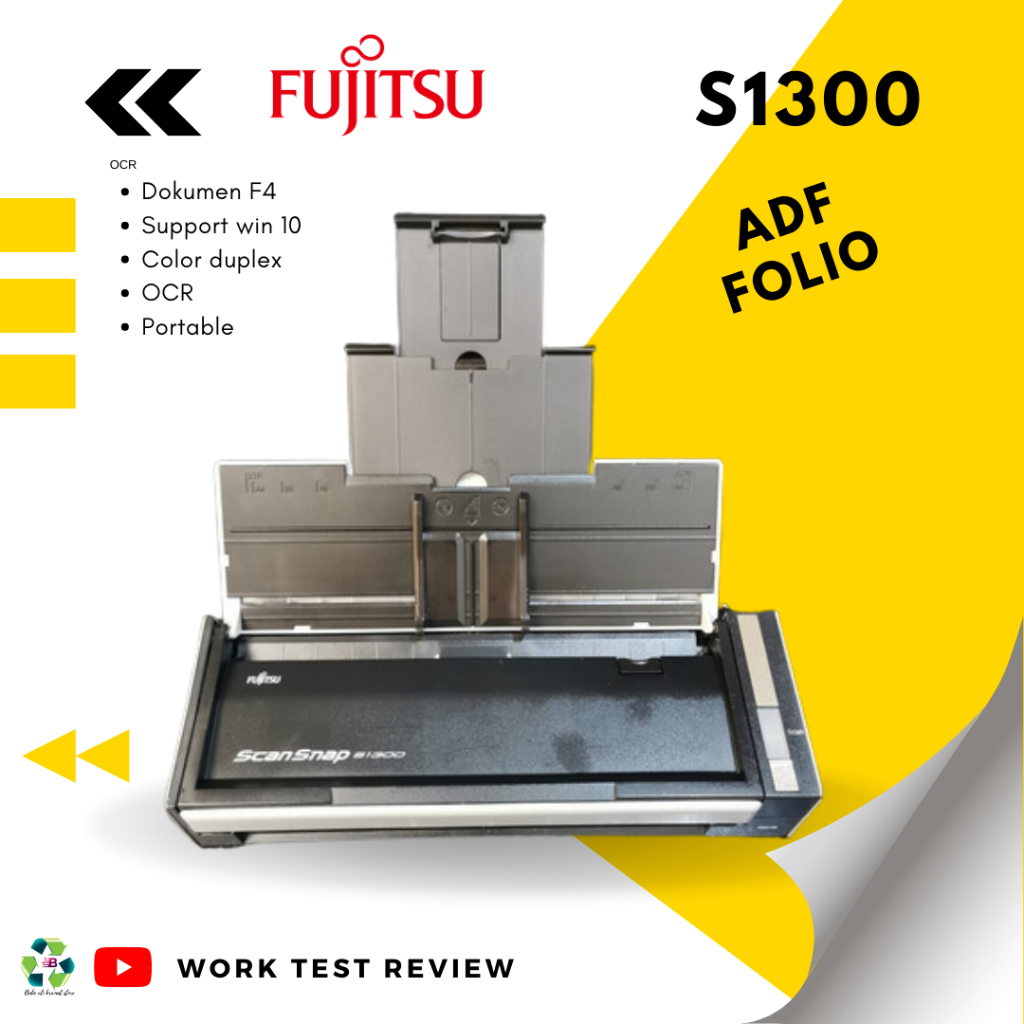 Scanner Folio F4  Fujitsu ScanSnap S1300 Scan Duplex Portable color bisa OCR