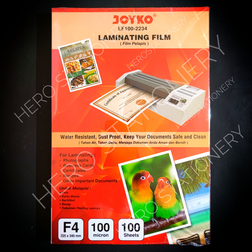 

Joyko laminating film pelapis folio F4 LF100-2234 isi 100 lembar