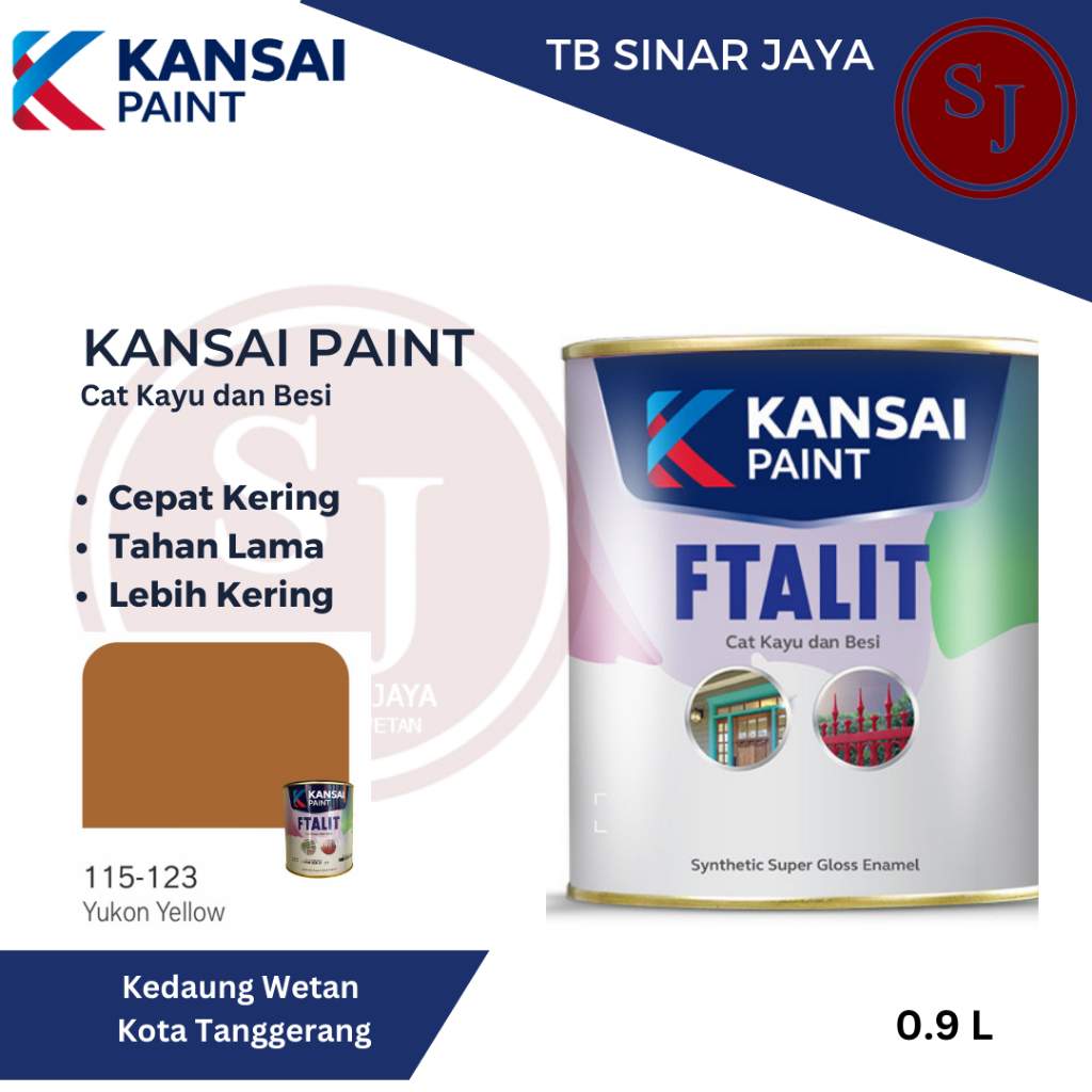 Cat Kayu dan Besi Kansai Paint Ftalit Warna Glos 1kg 115 - 123 Yukon Yellow