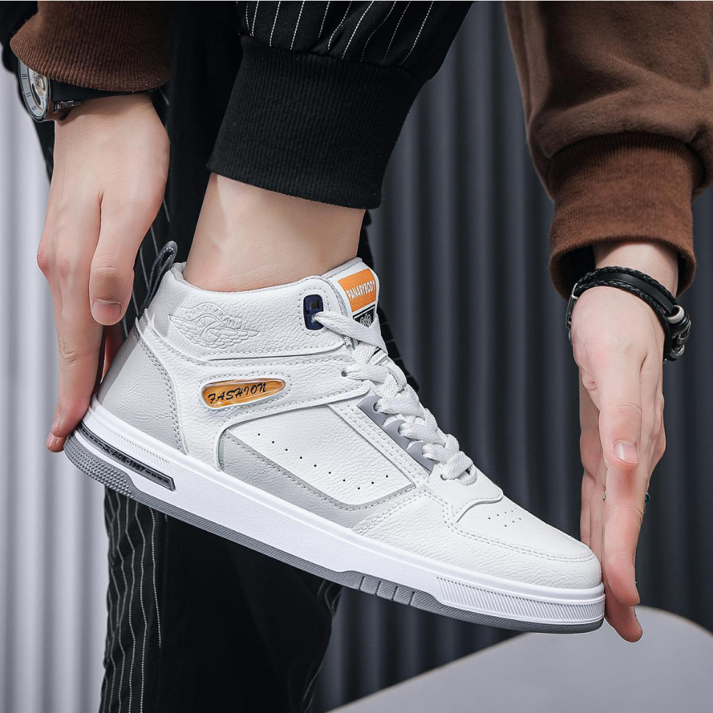 Sepatu Pria Casual Modis Trendy Sport Sneakers Putih Bertali kasual Fashion Santai