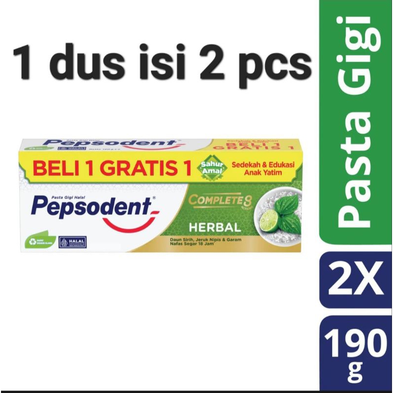 Pepsodent Herbal 190gr x 2 pcs / pasta gigi / odol pepsodent