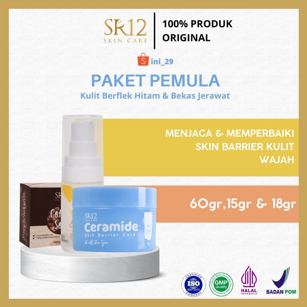 PAKET PEMULA SR12 UNTUK KULIT FLEK HITAM DAN BEKAS JERAWAT