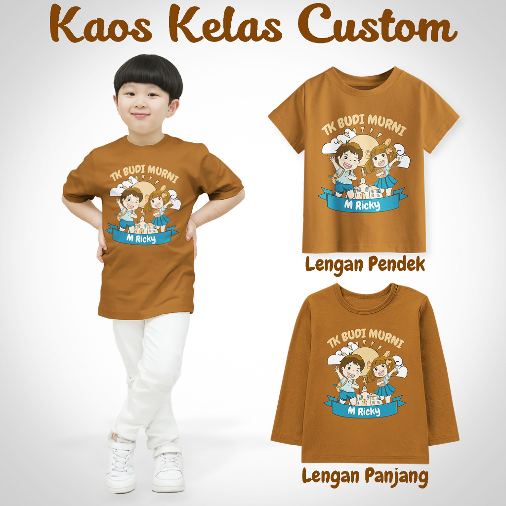 Kaos Custom Seragaman Kelas PAUD/TK Riquest Nama Tersedia Lengan Pendek Dan Panjang