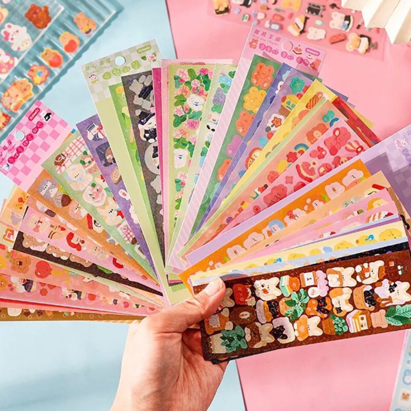 

10 Lembar FUNNY BEAR KOREAN CUTE CARTOON STICKER WATERPROOF SERIES PHOTOCARD JOURNAL STIKER BOTOL PET DIY Diary Jurnal BUJO Planner Deco Stiker