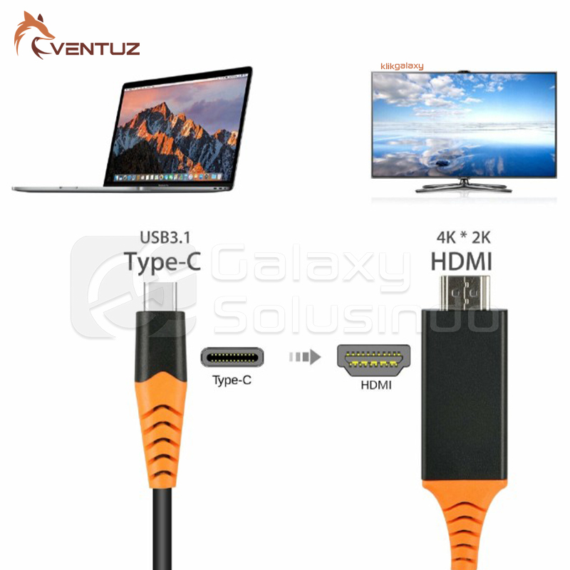 VENTUZ USB Type-C to HDMI 4K 60Hz HDTV Converter Cable - 2m