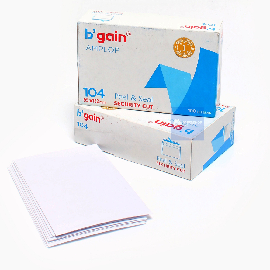 

Amplop Putih B'gain Ukuran 104 95x152 Mm Peel & seal [ PACK ]