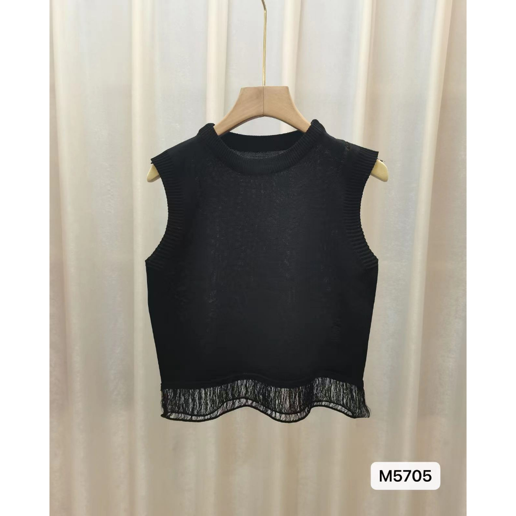 Zea TankTop Motif/Polos Knit Korean - Atasan Wanita Rajut Import TM (M5705)