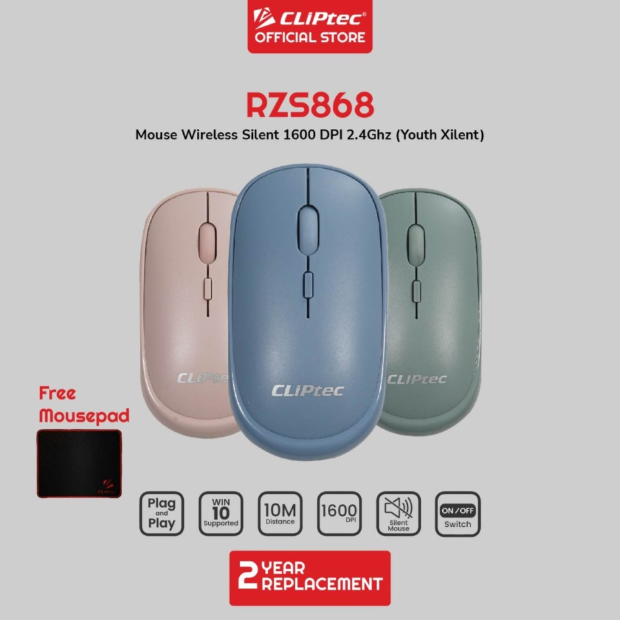 ouse Wireless Silent Youth 1600Dpi 2.4Ghz CLIPtec RZS868