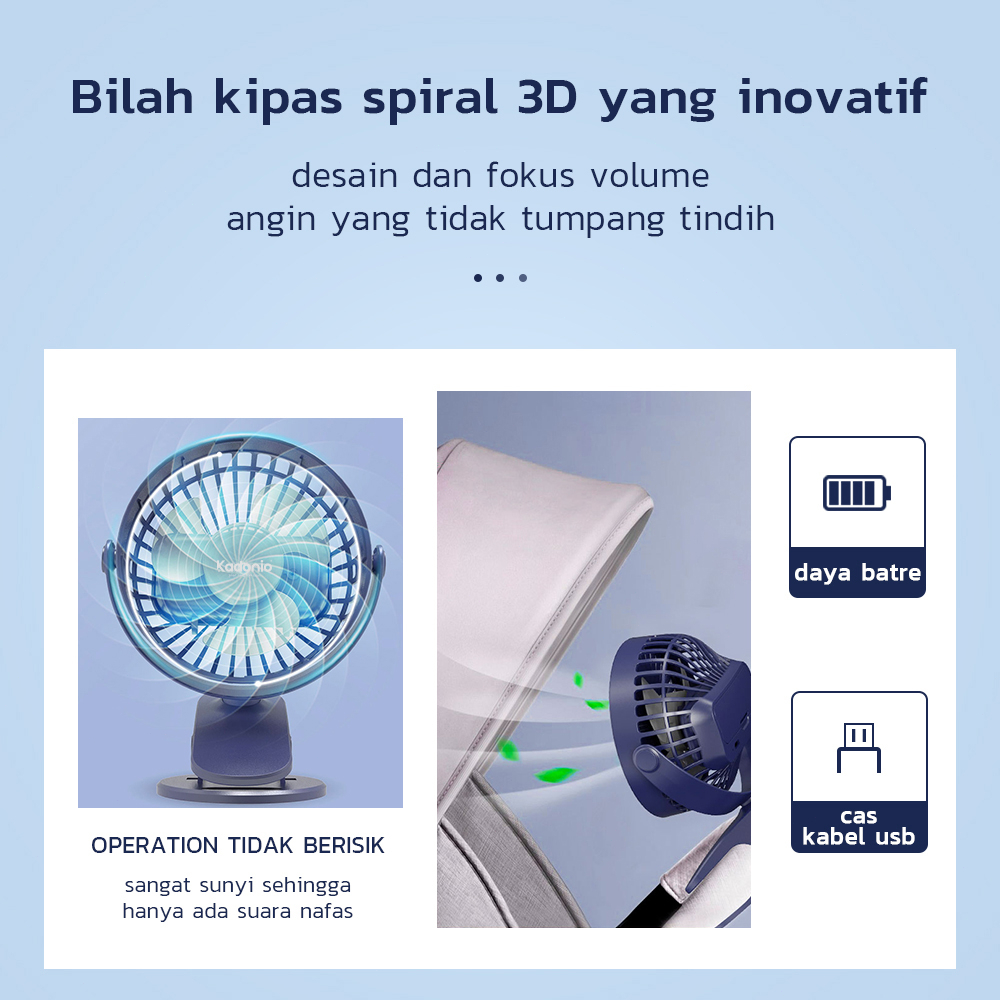 Kadonio Kipas Mini USB Clip Mini Fan Rotating Kipas Angin Meja Mini Jepit Portable USB kipas angin kecil kipas portable meja kipas angin murah