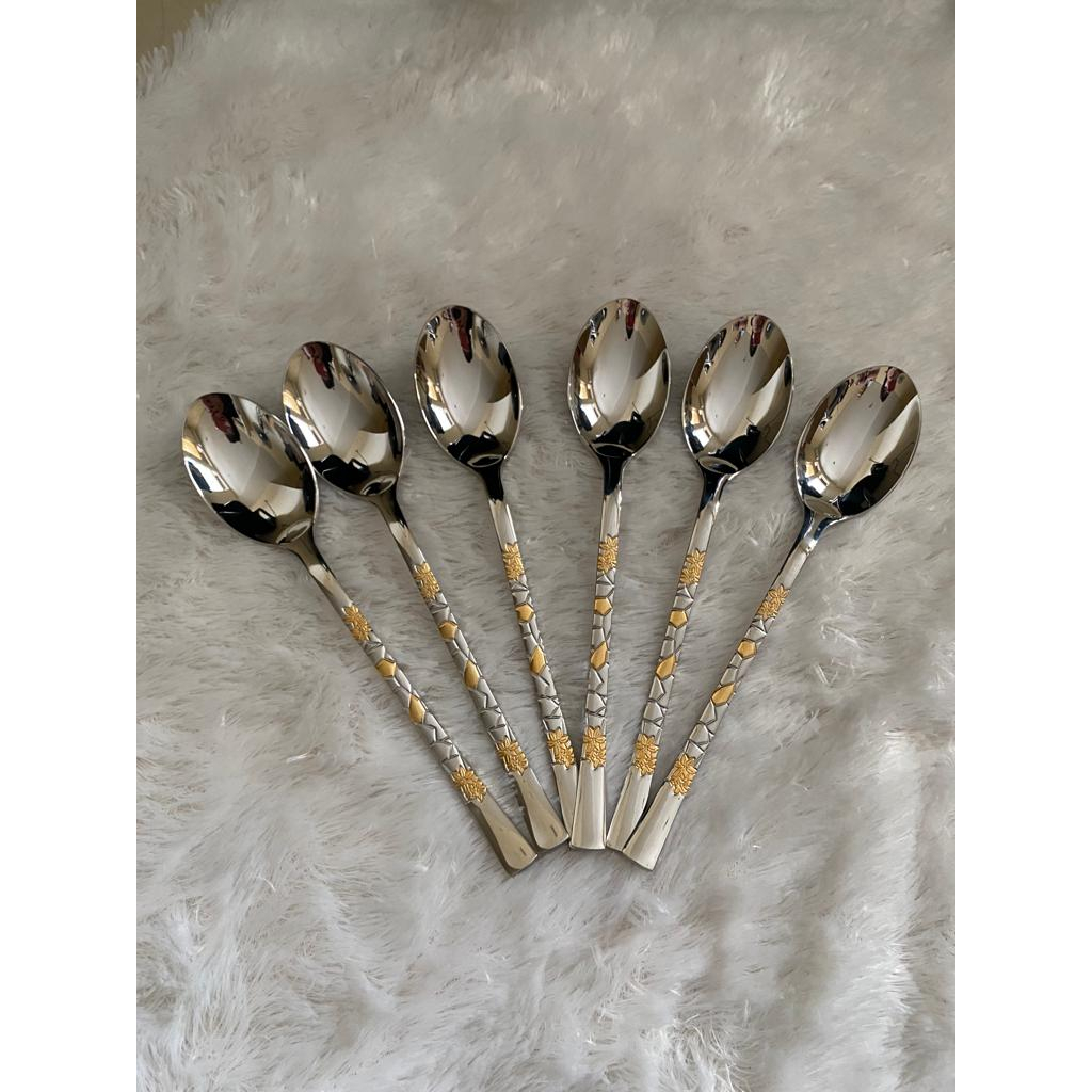 Sendok Stainless Sendok Garpu Sultan Sendok Mewah Set Peralatan Makan ( Perpack isi 6 pcs )