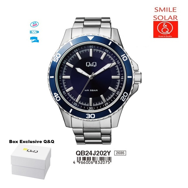 Jam Tangan Pria Casual Business Rantai Stainless Steel Analog Original Q&amp;Q QnQ QQ QB24 QB24J Series