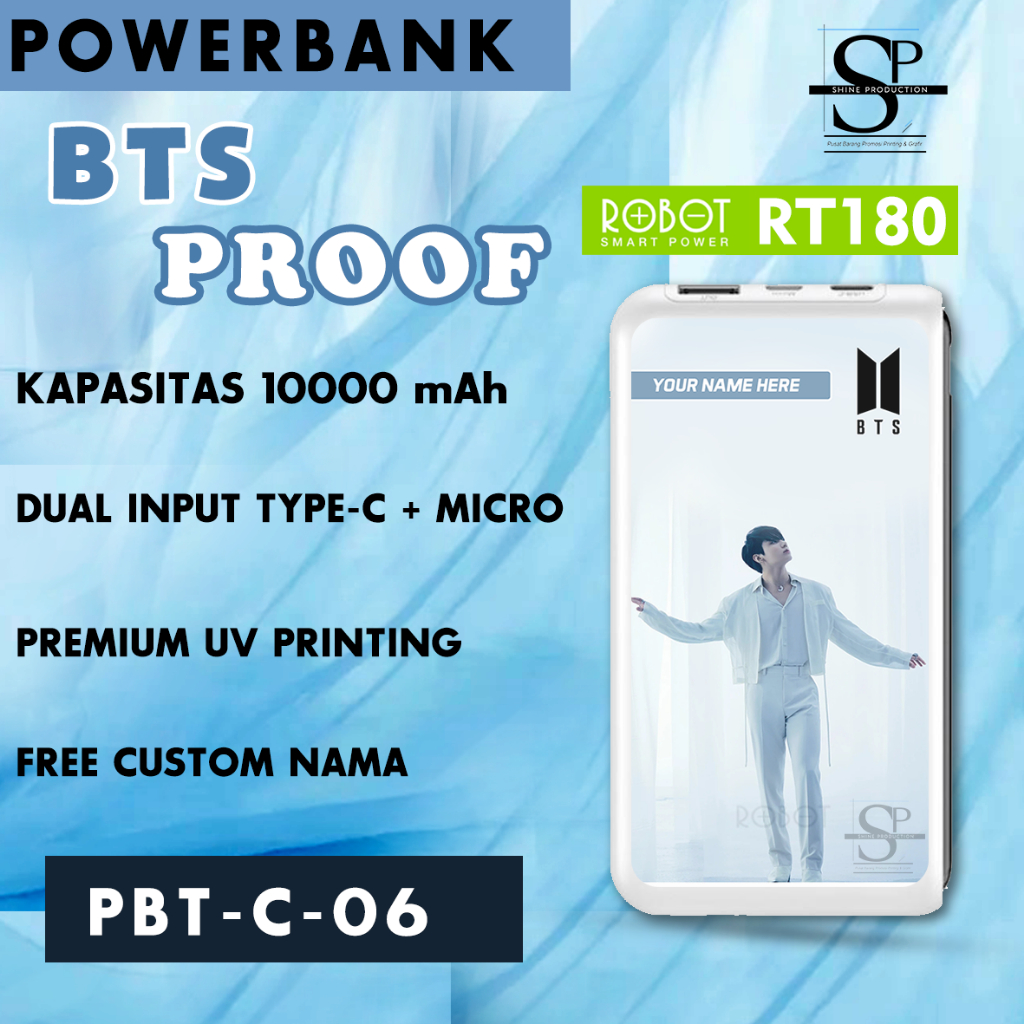 Powerbank Personil BTS Custom Nama Powerbank ROBOT RT180