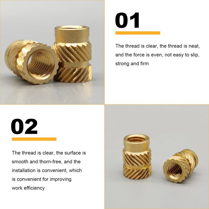 300pcs Knurled Insert Nut Bahan Kuningan Nut Thread Insert Knurled Nuts M2 M3 M4 M5 Spiral Brass Nut Insert