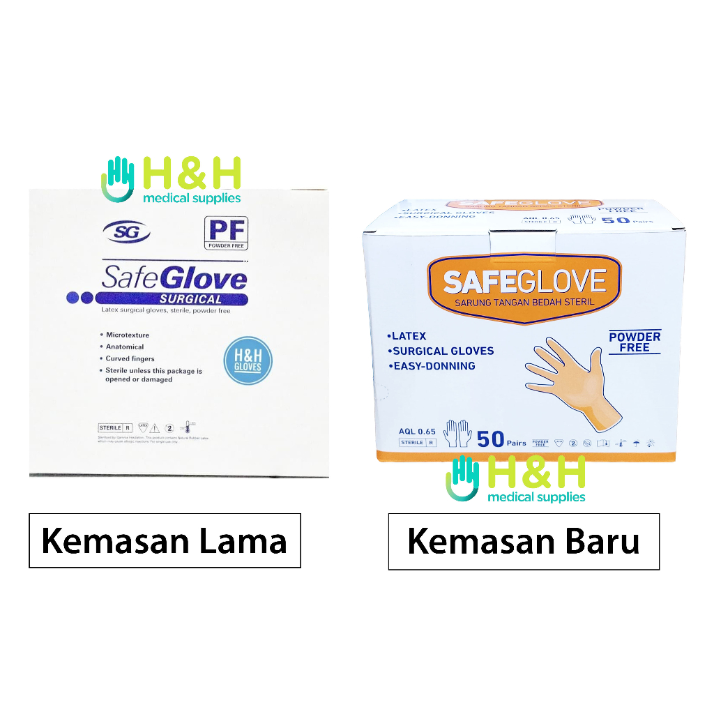 Sarung Tangan Latex Sterile Powder Free / Safe Glove Surgical Powder Free / Sarung Tangan Steril No Powder