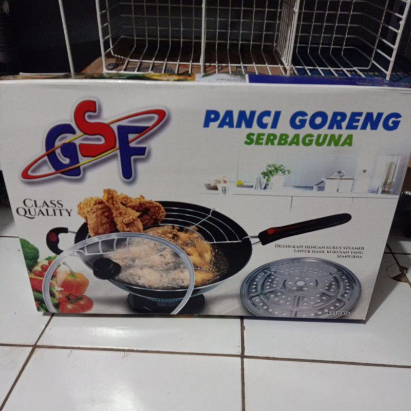 PANCI GORENG / WAJAN PENGGORENGAN SERBAGUNA PLUS SARINGAN MINYAK  TEMPAT  KUKUS