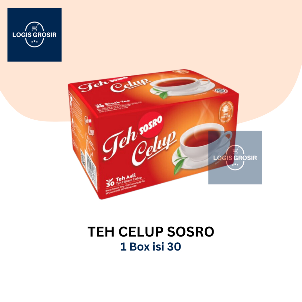 

Teh Celup Sosro 30 Teabags / Isi 30 Sachet Pcs Tea Bags / Grosir