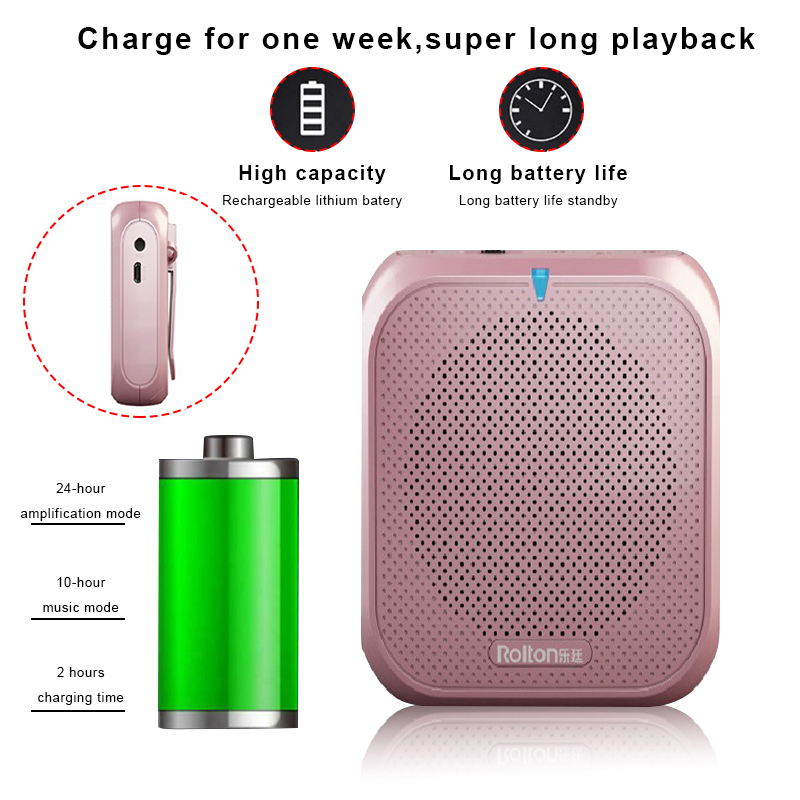 Rolton K400 K500 Speaker Megaphone Mikrofon Mini Penguat Suara 5W Multifungsi Speaker Suara Pribadi Portabel Tampilan Kabel Audio Pidato Guru