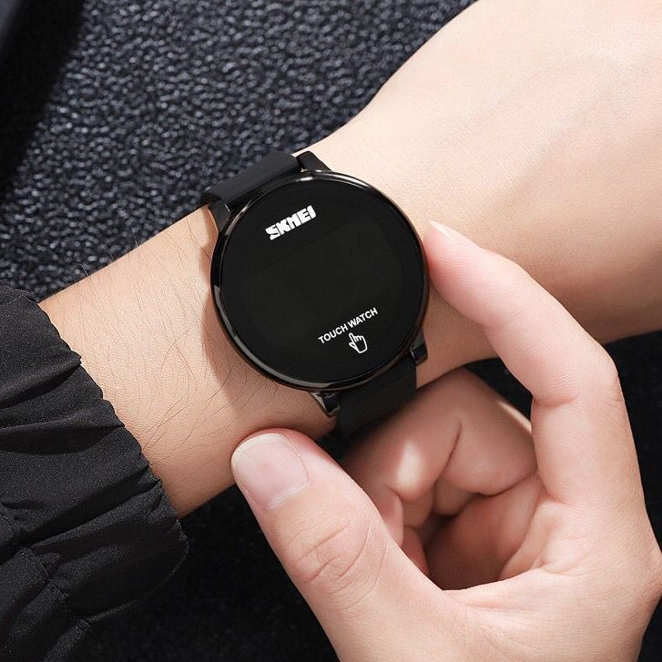 Jam Tangan Pria Wanita Digital Touch Screen LED Display Stap Rubber SKMEI 1842 HITAM FASHION KARET ANALOG QUARTZ MEWAH ELEGAN