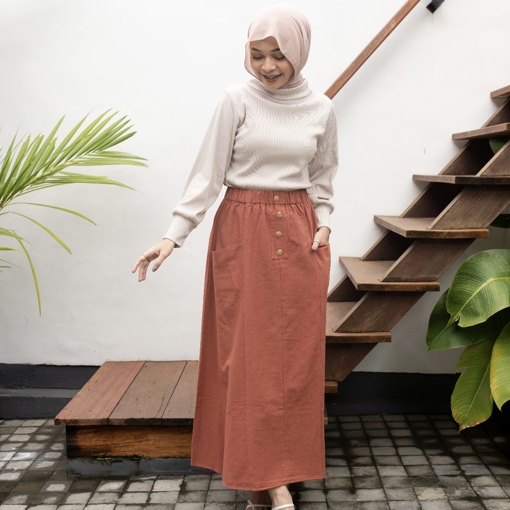 Michell Skirt | Rok Panjang Berbahan Linen [YEPPUOUTFIT]