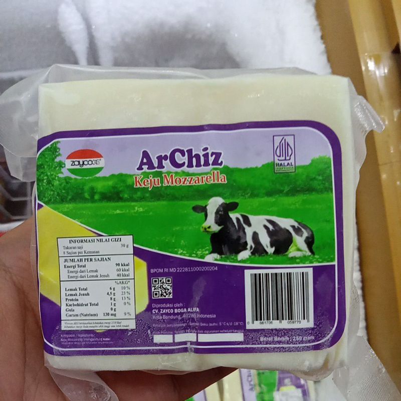 Archiz Keju Mozzarella Toping Pizza Kemasan 250Gram