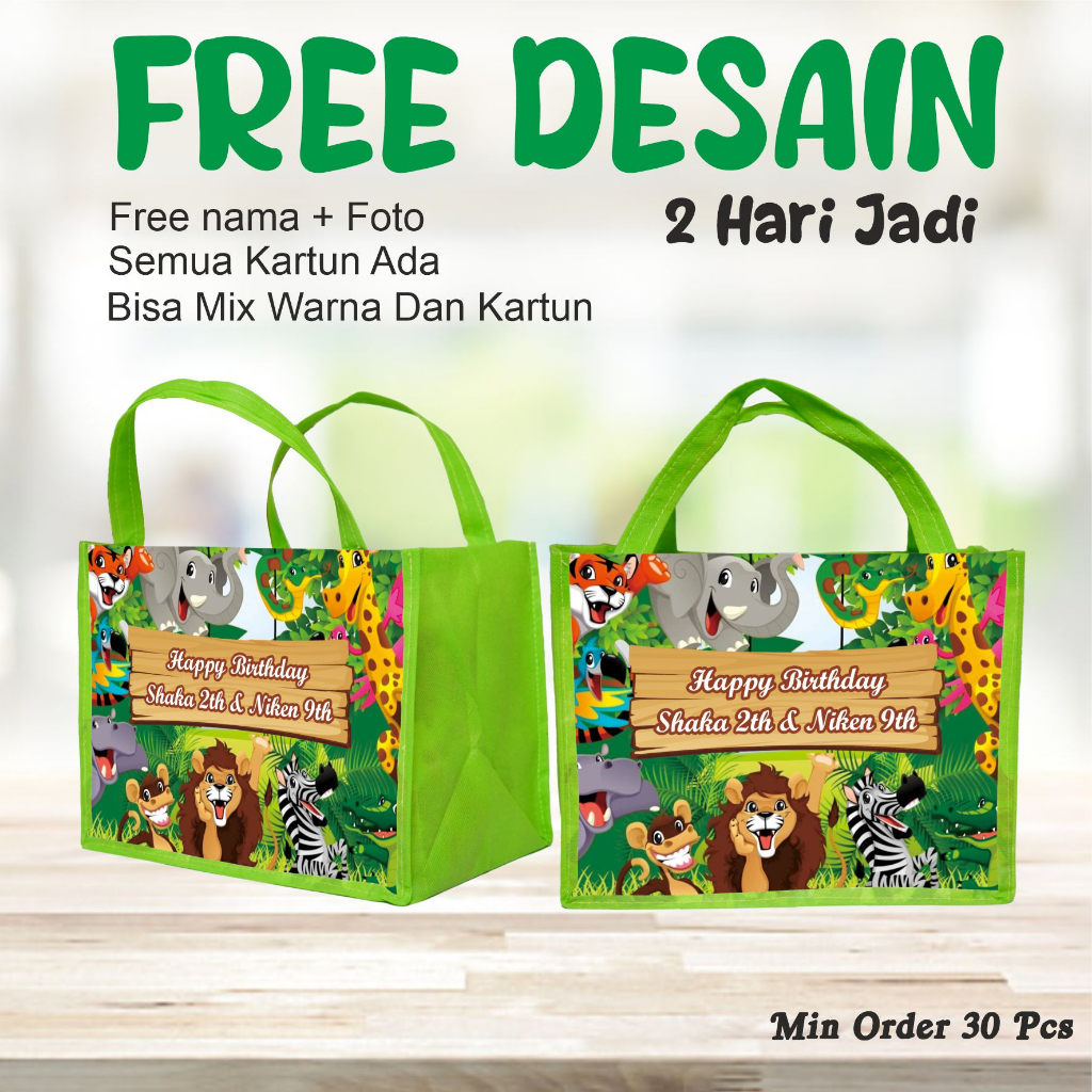

TAS GOODIE BAG MUAT BOX BENTO/TAS SOVENIR NGGAK RIBET DAN NYAMAN/SOVENIR BERGAMBAR HEWAN