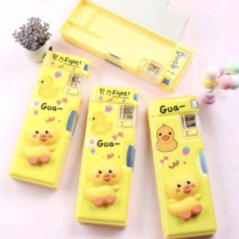 

Tempat pensil magnet bebek squishy + rautan / Kotak pensil magnet squishy bebek lucu + rautan