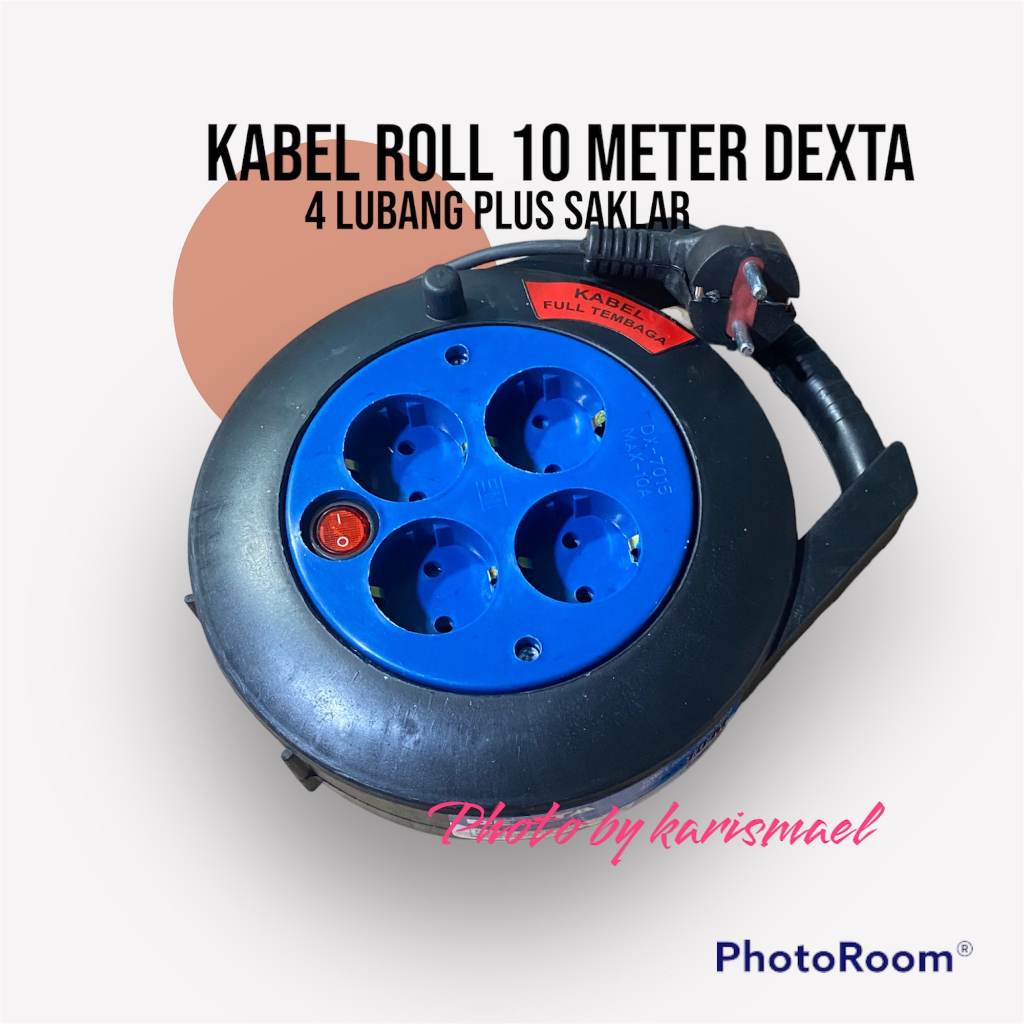 Kabel Roll Rol StopKontak Box Bulat Listrik 10m 10 Meter Saklar DEXTA