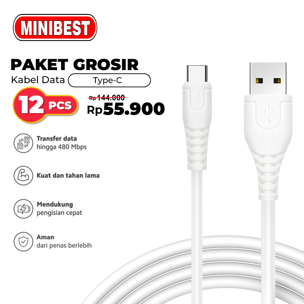 [PAKET GROSIRAN] MB 12 Pcs USB Kabel Type-C Quick Charge