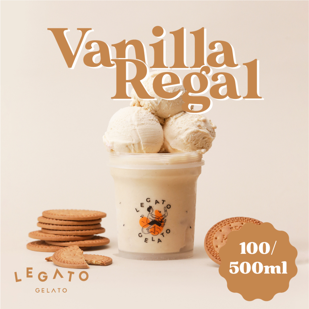 LEGATO GELATO - Vanilla Regal Pint 500 mL Cup 100 mL Ice Cream Gelato Dessert Es Krim Eskrim 500mL 1