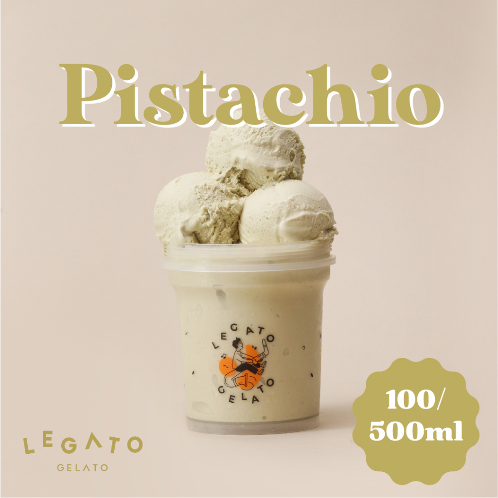 

LEGATO GELATO - Pistachio Pint 500 mL Cup 100 mL Ice Cream Gelato Dessert Es Krim Eskrim 500mL 100mL Frozen Cemilan Creamy Fresh Sweet Manis Refreshing Murah