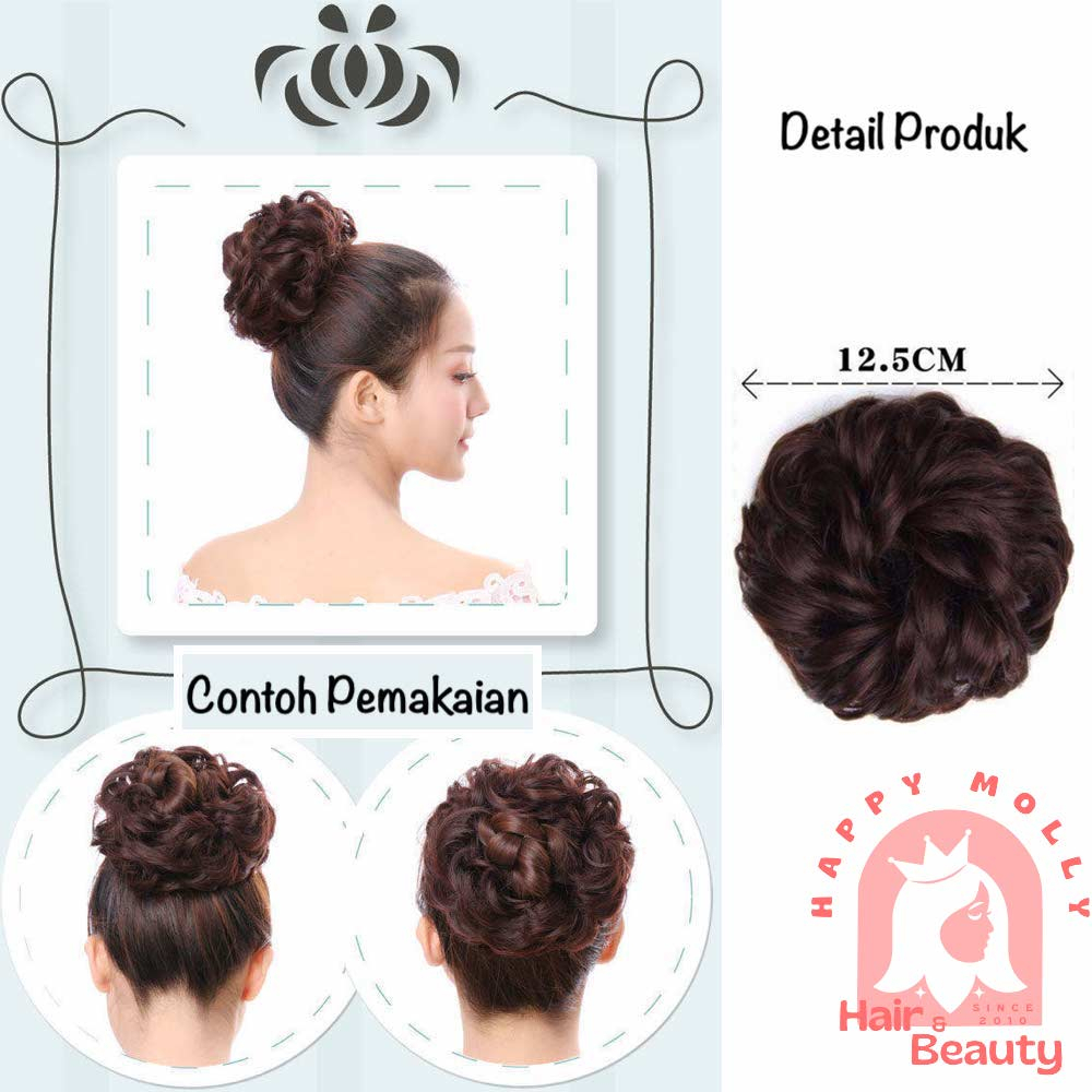 Fun Bun Wig Cepol - Konde Karet Rambut Wanita Korea - Sanggul Instant W8229 ( Group )