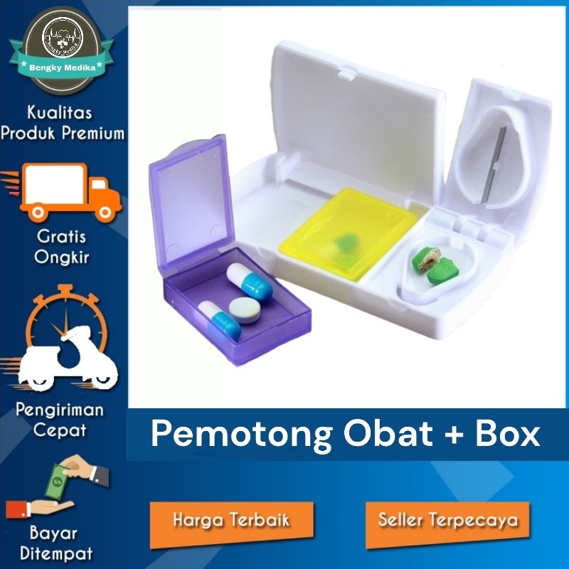 Pemotong Obat + Box  Pemotong Pil Kapsul Pil Cutter