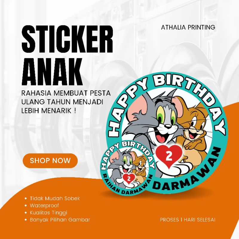 

Cetak Sticker Stiker Ulang Tahun Anak, Karakter Lucu