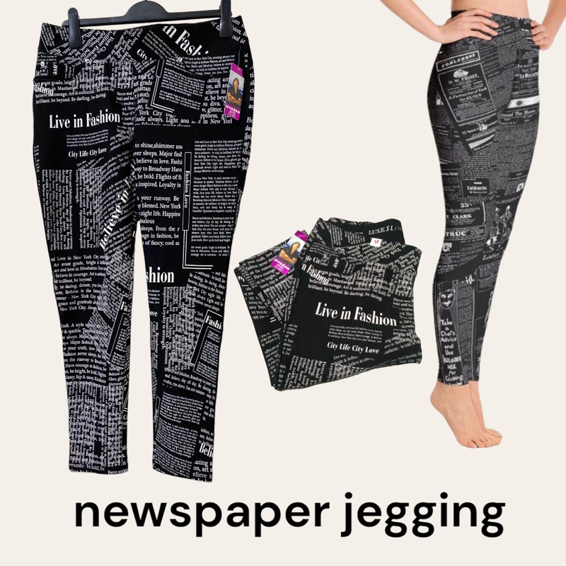 CELANA JUMBO - NYGARD PULL ON BLACK PRINT JEGGINGS