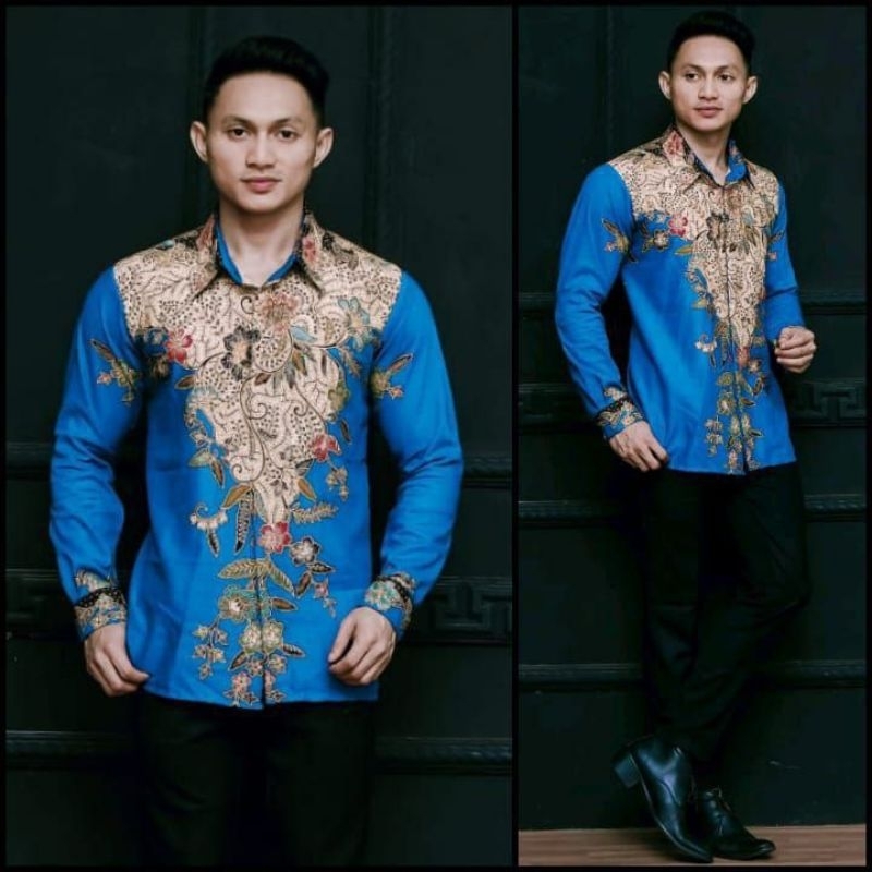 (COD) PROMO BATIK PRIA SIZE M L XL XXL BSWART BATIK HRBO26 Hem panjang padi