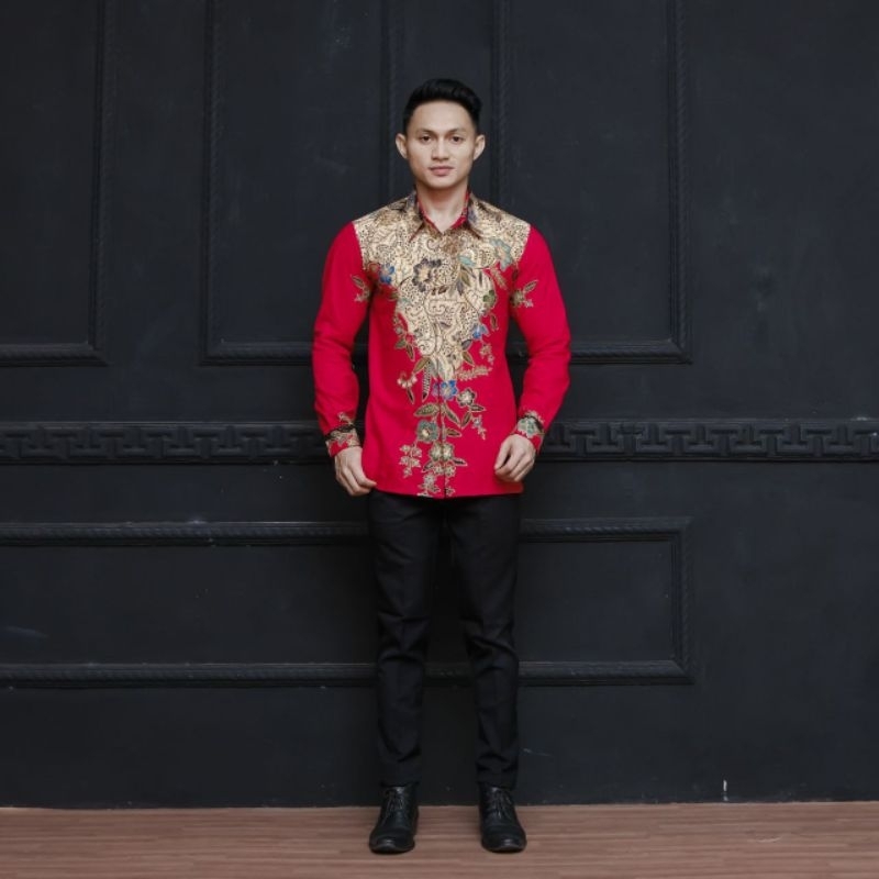 (COD) PROMO BATIK PRIA SIZE M L XL XXL BSWART BATIK HRBO26 Hem panjang padi