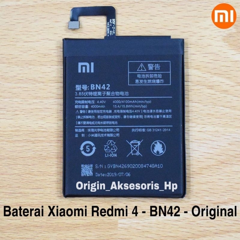 BATTERY XIAOMI REDMI 4 BN 42 BATRE REDMI 4 BN 42 ORIGINAL