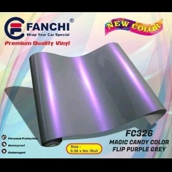 50cm Sticker Fanchi FC326 Magic Candy Color Flip Purple Grey Premium Wrap setengah meter