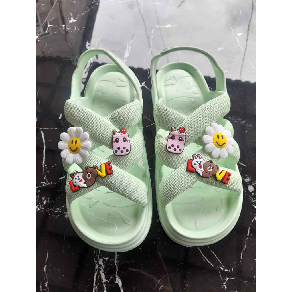 sandal karet import motif silang perempuan sandal wanita murah