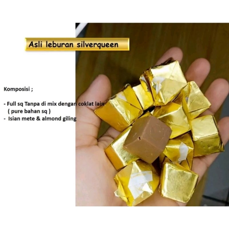 

Coklat Piramid Bahan Silverqueen isian mede/almond