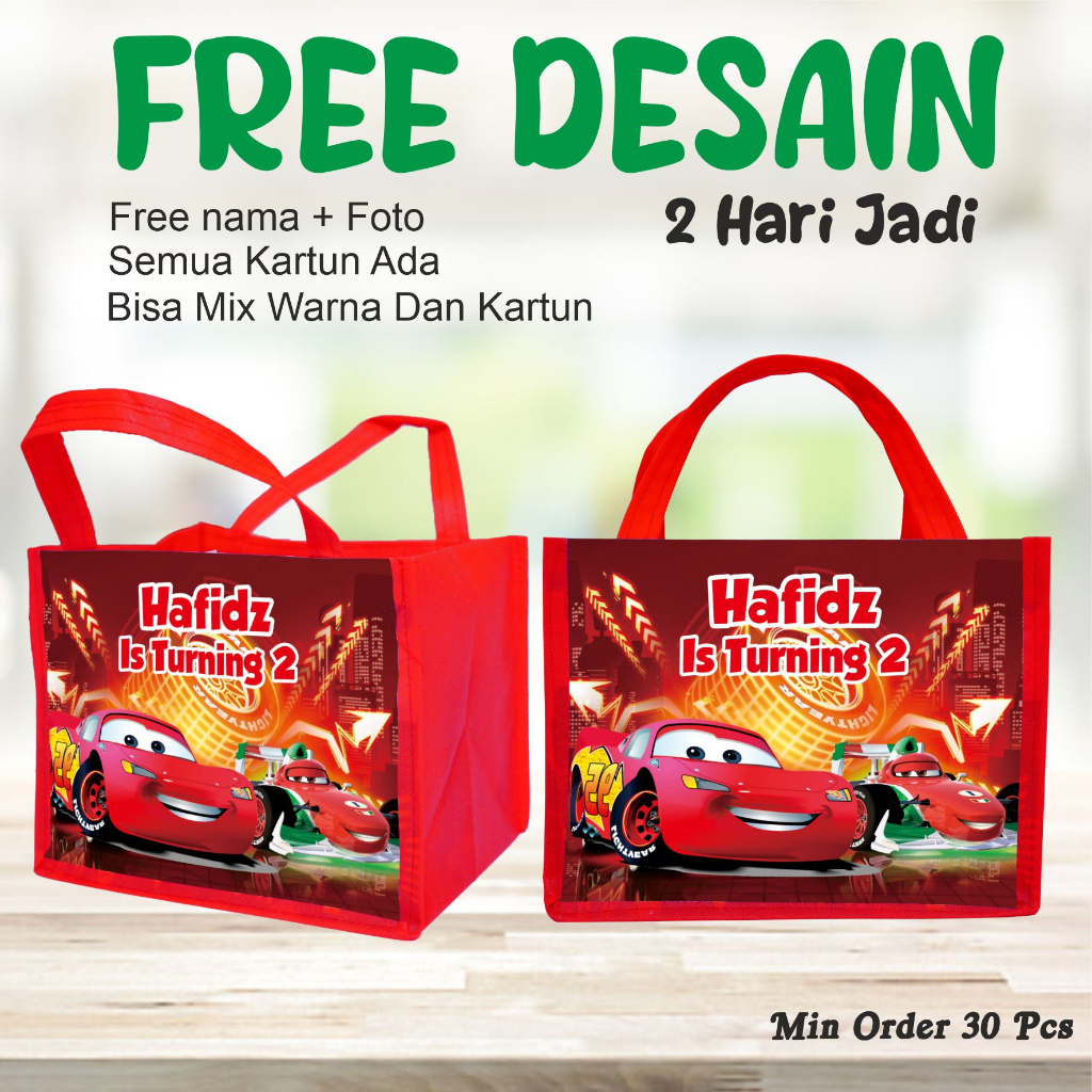 

TAS MUAT BOX BENTO JINJING BENTO MC QUEEN/TAS SOVENIR BERKARAKTER/GOODIE BAG MURAH