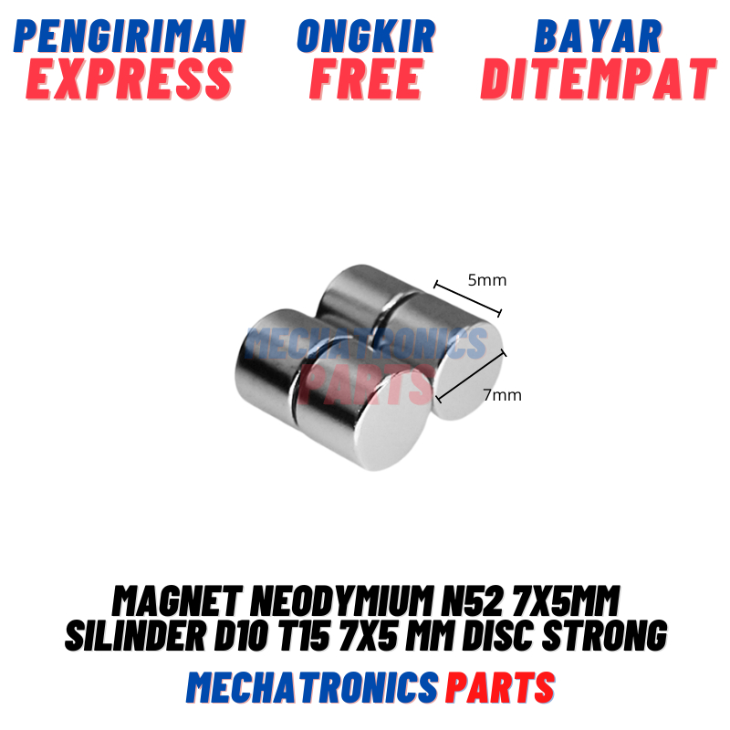Magnet Neodymium N52 7x5mm Silinder D10 T15 7x5 mm Disc Strong