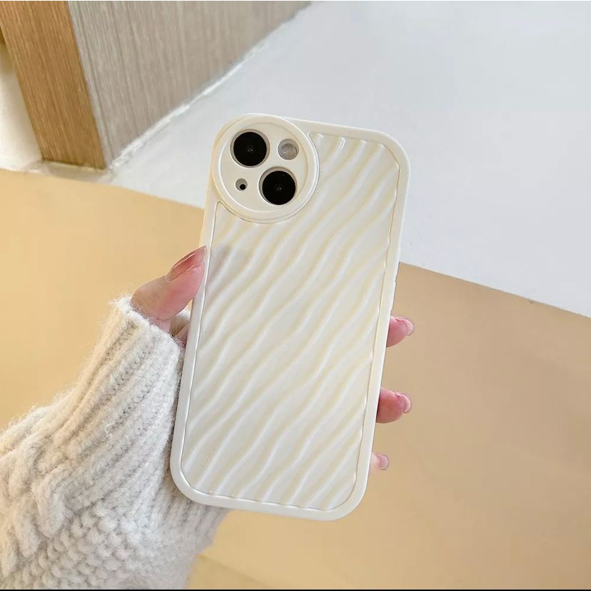 [TPC] Transparant Beige Wave Case Kompetibel For IPHONE 7 8 plus X XS MAX 11 12 13 14 PLUS MINI PRO MAX - IP082