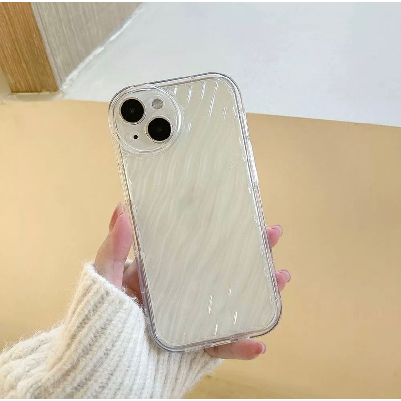 [TPC] Transparant Beige Wave Case Kompetibel For IPHONE 7 8 plus X XS MAX 11 12 13 14 PLUS MINI PRO MAX - IP082