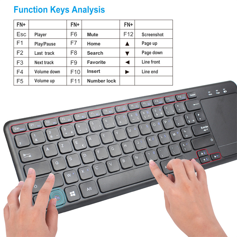 Keyboard Wireless QWERTY dengan Touchpad - Q63 - Black