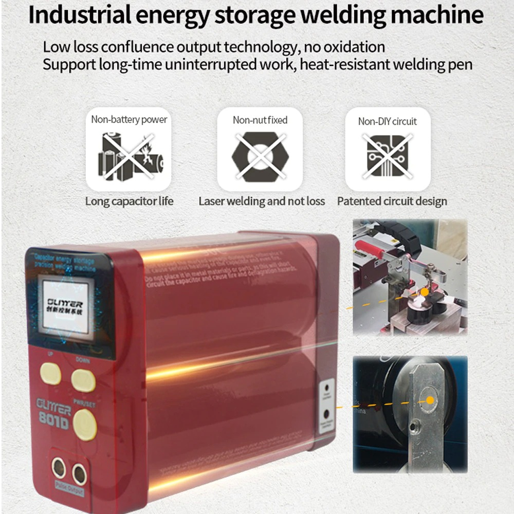 GLITTER Mesin Las Pulse Spot Welding Machine 12KW 220V - 801D - Red