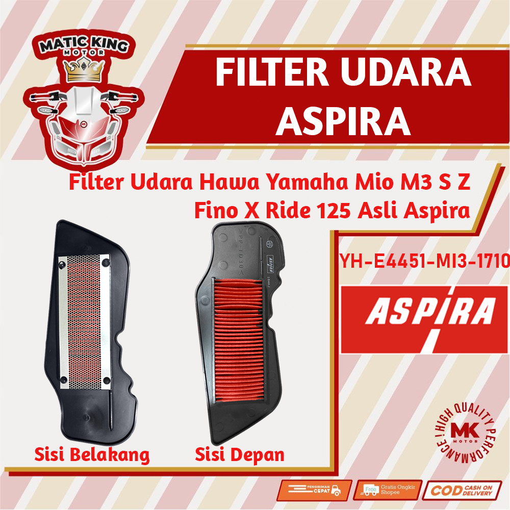 Filter Udara Hawa Yamaha Mio M3 S Z Fino X Ride 125 ORI ASLI Aspira Astra Otoparts YH-WE445-MI3-1710