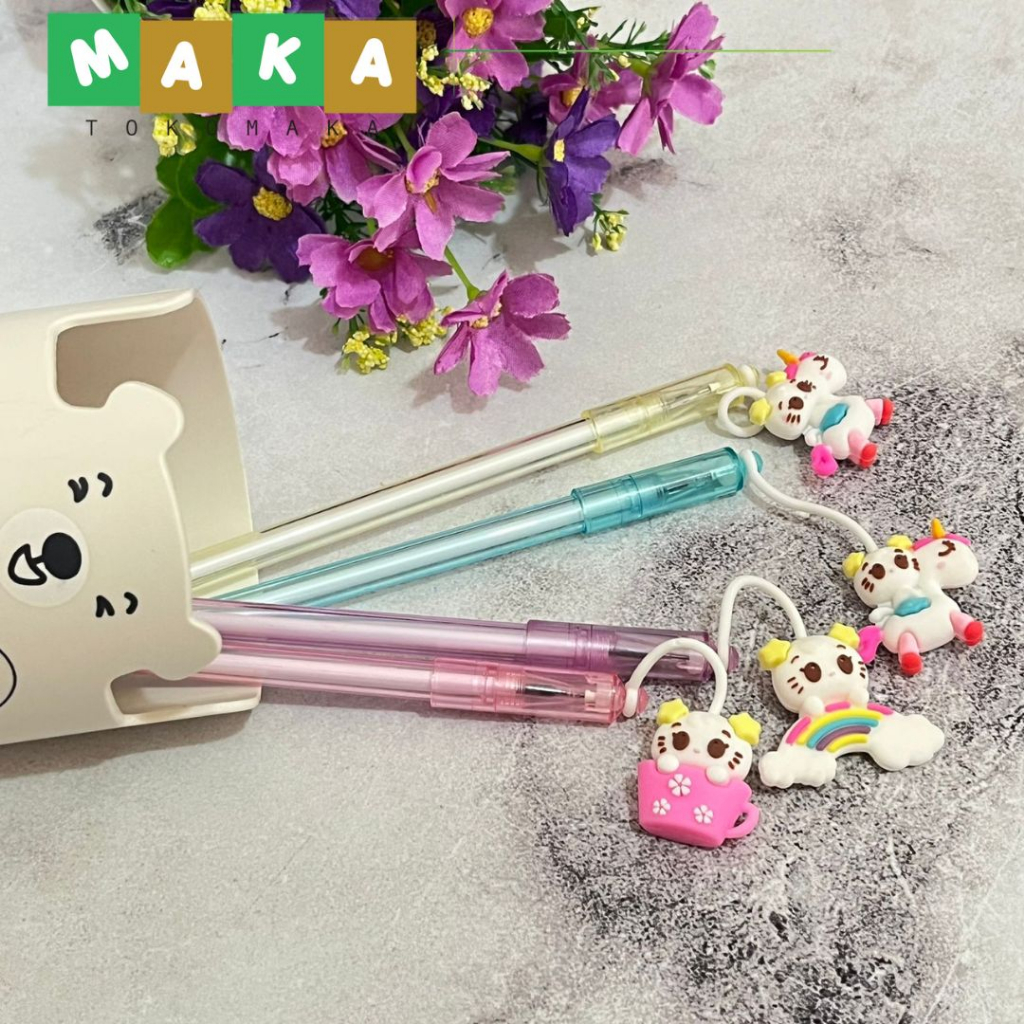 

pulpen gel gantungan kuncing unicorn pen gel bolpen tinta pena tinta gel peralatan sekolah perlengkapan alat tulis kantor