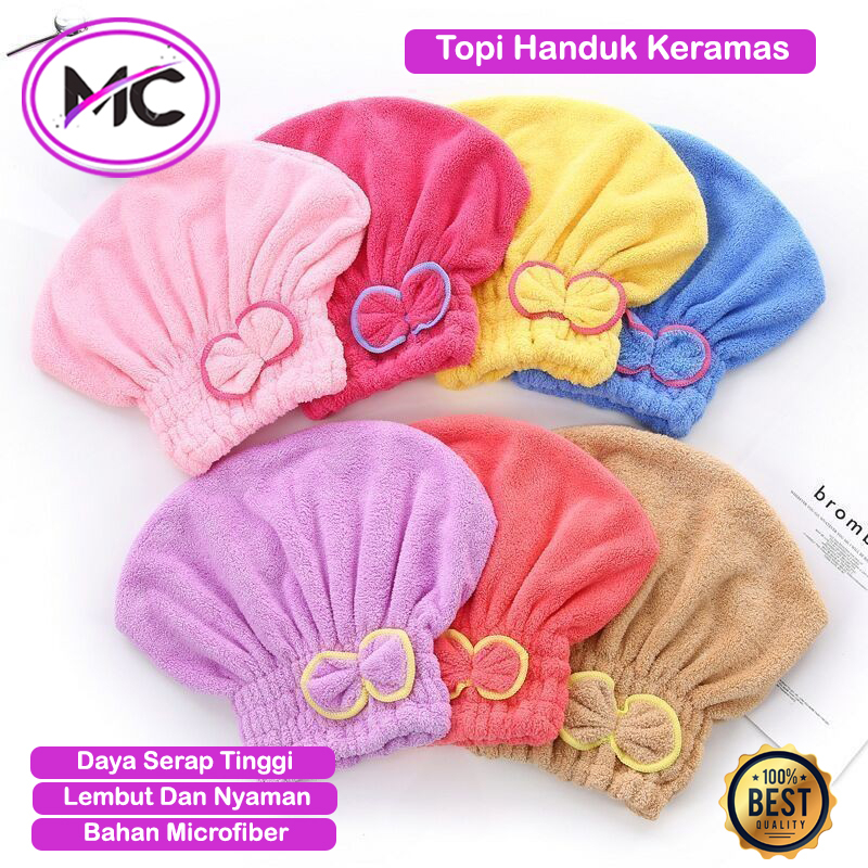 Topi Handuk Keramas Pengering Rambut Praktis Bahan Microfiber Lembut