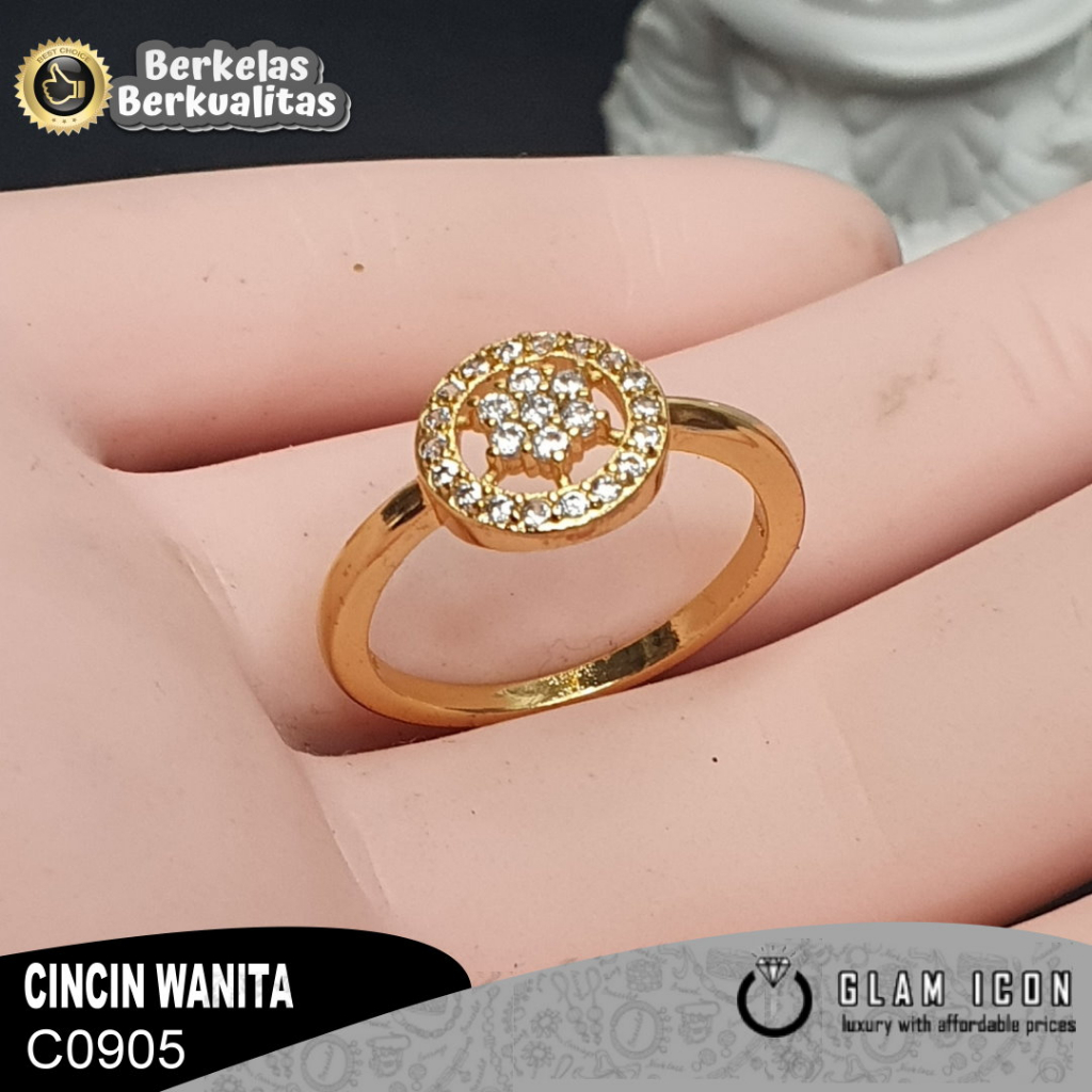 Cincin Wanita Motif bintang Lis bulat mata pasir C0905 CCG